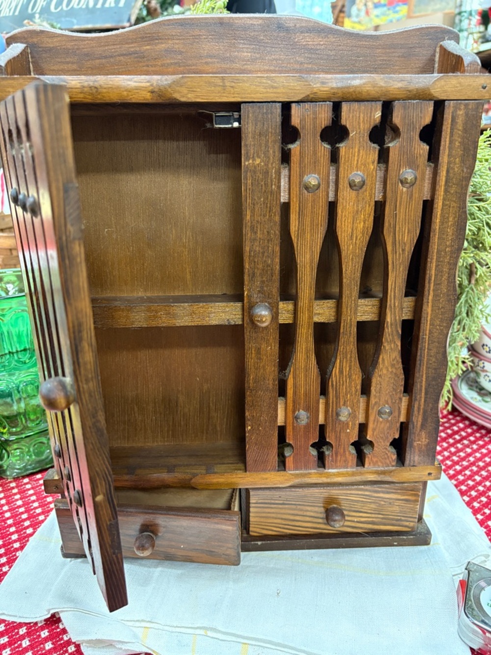 Vintage Wooden Spice Rack Cabinet - Brown - Picture 5 of 5